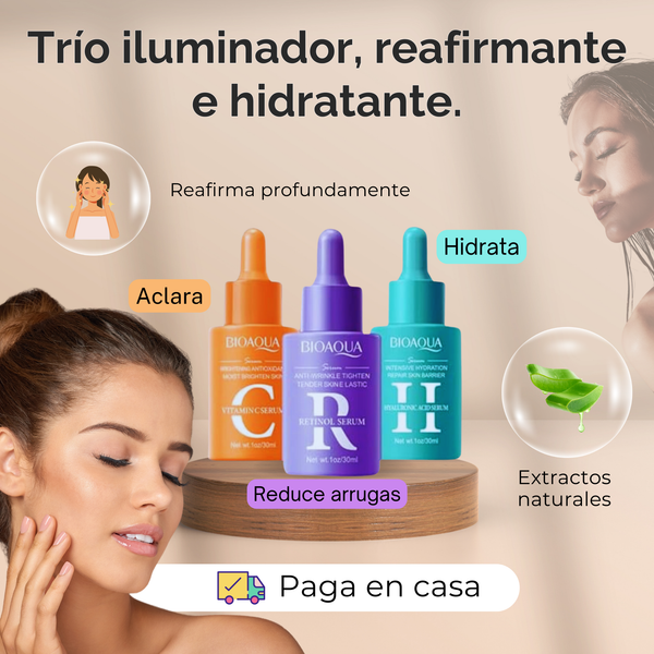 🌟 Kit Piel Joven y radiante X3 de Serums Bioaqua 🌈