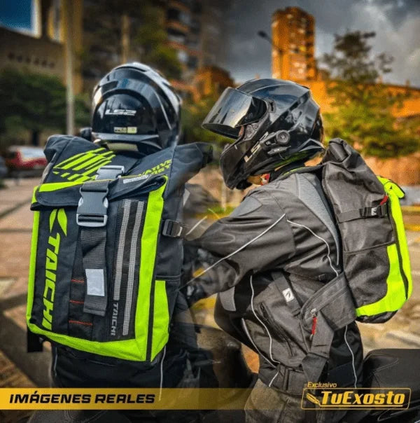 🌧️🎒 Morral Tula Impermeable con Luz LED: Máxima capacidad y protección para motociclistas 🏍️💡 TAICHI 3O LITROS